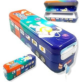 KV Toys Cartoon Bus-Shaped Pencil Box with Rolling Tyres – Fun School Stationery Case for Kids