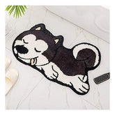 Cartoon Husky Shaped Anti-Slip Bathroom Mat – Cute Animal Design Doormat for Bedroom, Living Room, and Indoor Home Decor