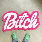 Funny Pink Bath Mat – 20×32 Inch Cute Swear Word Rug for Bathroom, Bedroom, Dorm, or Kitchen Floor Decor