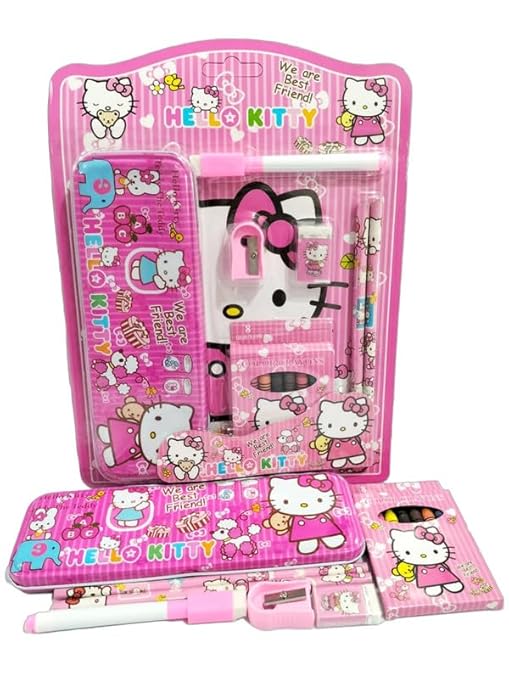 Stationery Set for Kids – Pencil Box with Compass, Eraser, Sharpener & Pencil Combo Pack – Ideal Gift for Girls