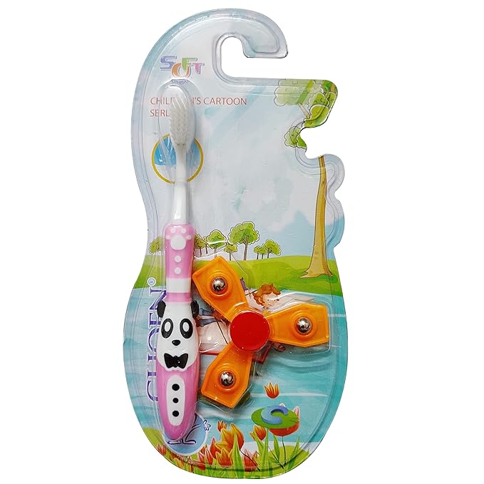 Kids Toothbrush with Extra Soft Bristles and Built-in Spinner Toy – Gentle Oral Care with Fun Play Element