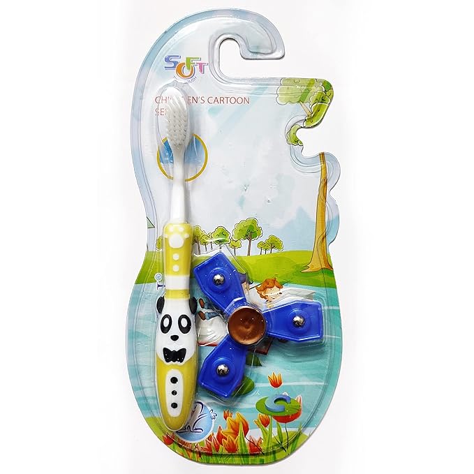Kids Toothbrush with Extra Soft Bristles and Built-in Spinner Toy – Gentle Oral Care with Fun Play Element