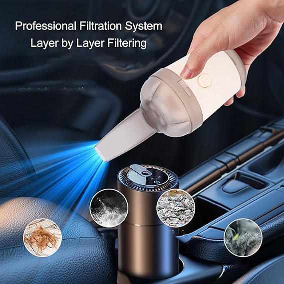 Cordless Desktop Vacuum Cleaner – One-Button ABS Handheld Mini Cleaner with Large Turbine Suction for Desk & Car Use