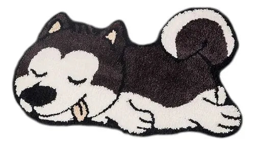 Cartoon Husky Shaped Anti-Slip Bathroom Mat – Cute Animal Design Doormat for Bedroom, Living Room, and Indoor Home Decor