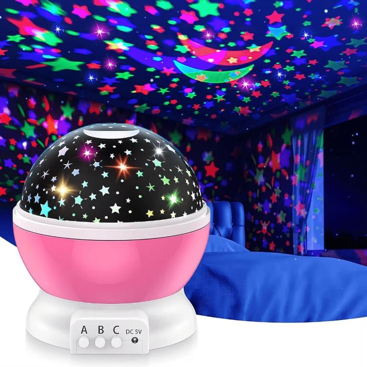 Star Master 360° Rotating Moon Night Light Projector – Multi-Color Lamp with USB Cable for Kids’ Room, Plastic Build