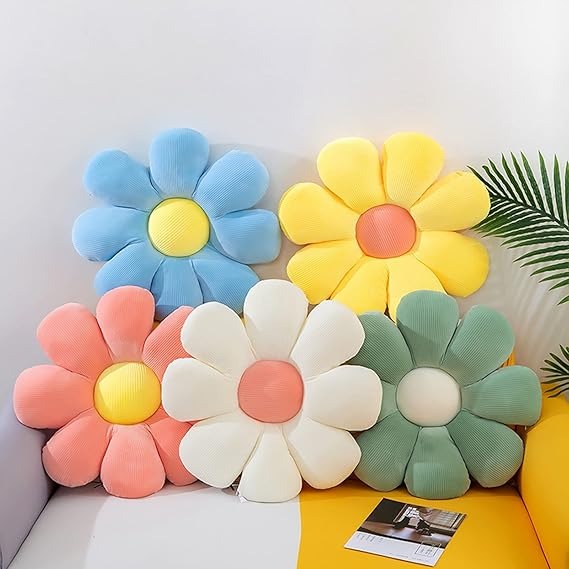 Daisy Flower-Shaped Throw Pillow – 29-Inch Funky Floor Cushion for Car, Office Chair, Tatami, or Home Decor