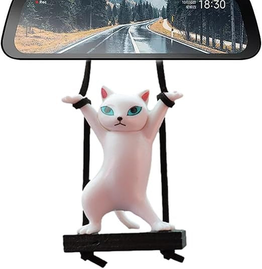 Generic Car Cat Pendant – Cute Rearview Mirror Hanging Ornament for Cars, Tables, and Restaurants