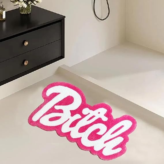 Funny Pink Bath Mat – 20×32 Inch Cute Swear Word Rug for Bathroom, Bedroom, Dorm, or Kitchen Floor Decor