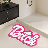 Funny Pink Bath Mat – 20×32 Inch Cute Swear Word Rug for Bathroom, Bedroom, Dorm, or Kitchen Floor Decor