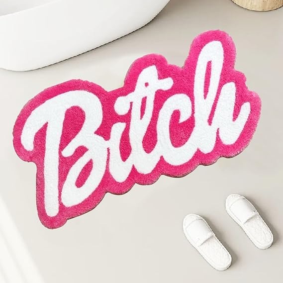 Funny Pink Bath Mat – 20×32 Inch Cute Swear Word Rug for Bathroom, Bedroom, Dorm, or Kitchen Floor Decor
