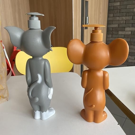 Tom and Jerry Figurine Bottle – Cartoon Decor Shampoo Bottle Dispenser for Bathroom or Vanity
